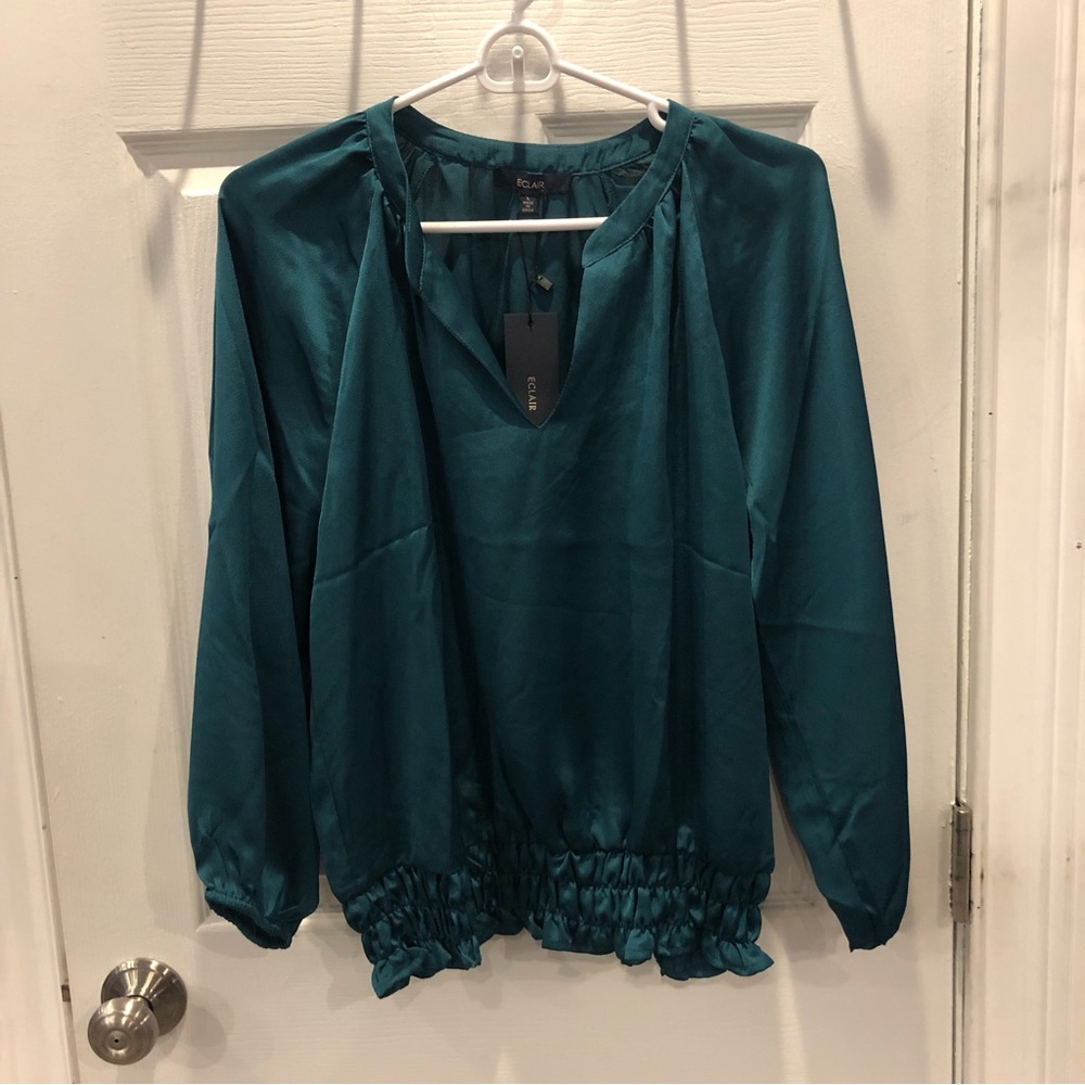 Eclair Satin Green Blouse L